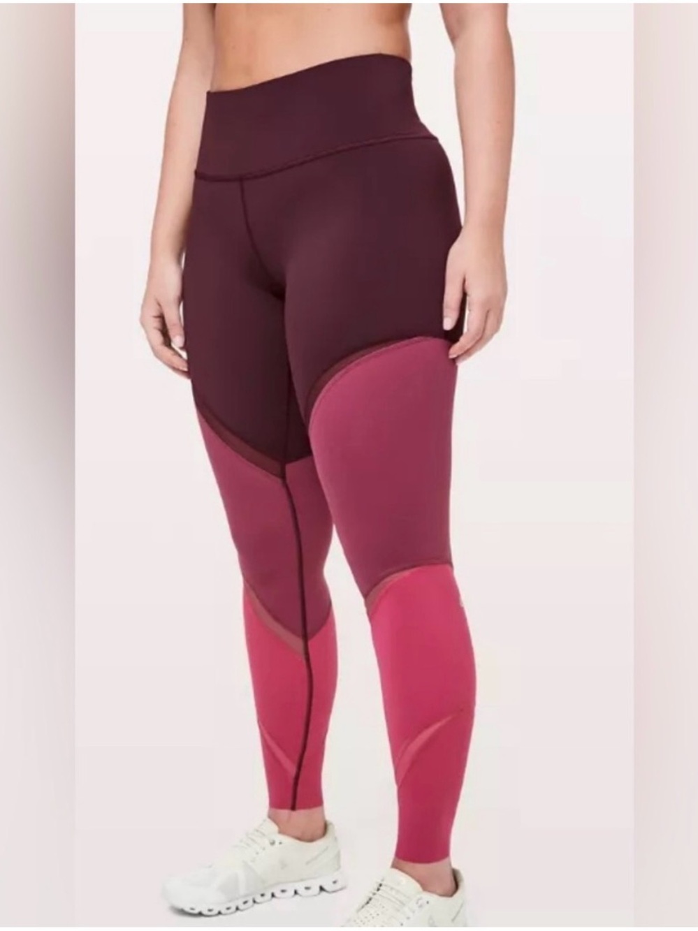 lululemon athletica Colorblock High-Rise Leggings in Burgundy & Rose size 4